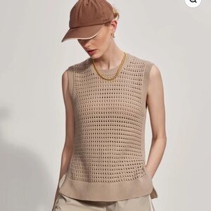 NWOT Varley Darin Longline Knit Tank in Cashmere Stone